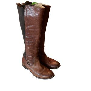 Frye Women's Molly Tall Riding Boots Leather Brown Black 3474163-WHS Size US6B